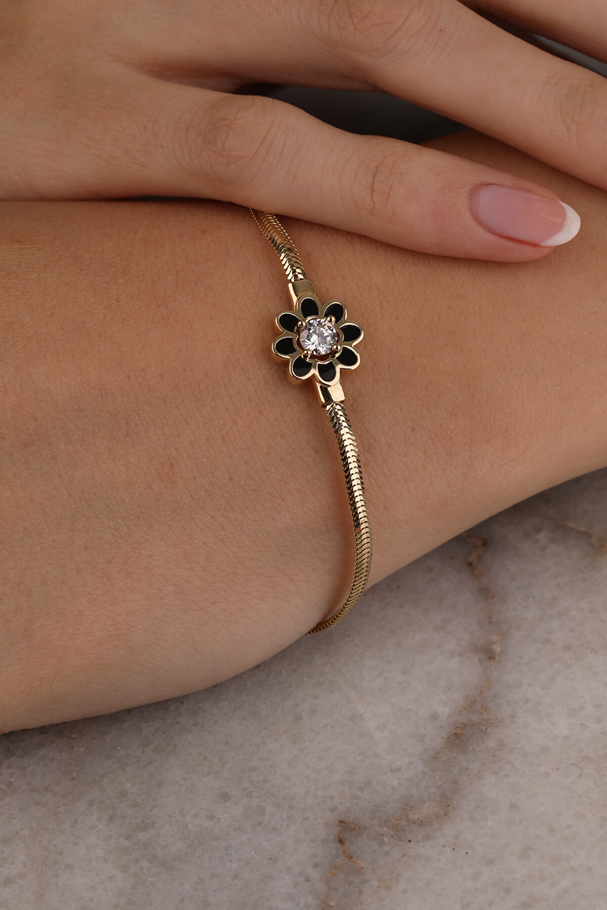 14 Ayar Altın Balık Sırtı Çiçek Bileklik