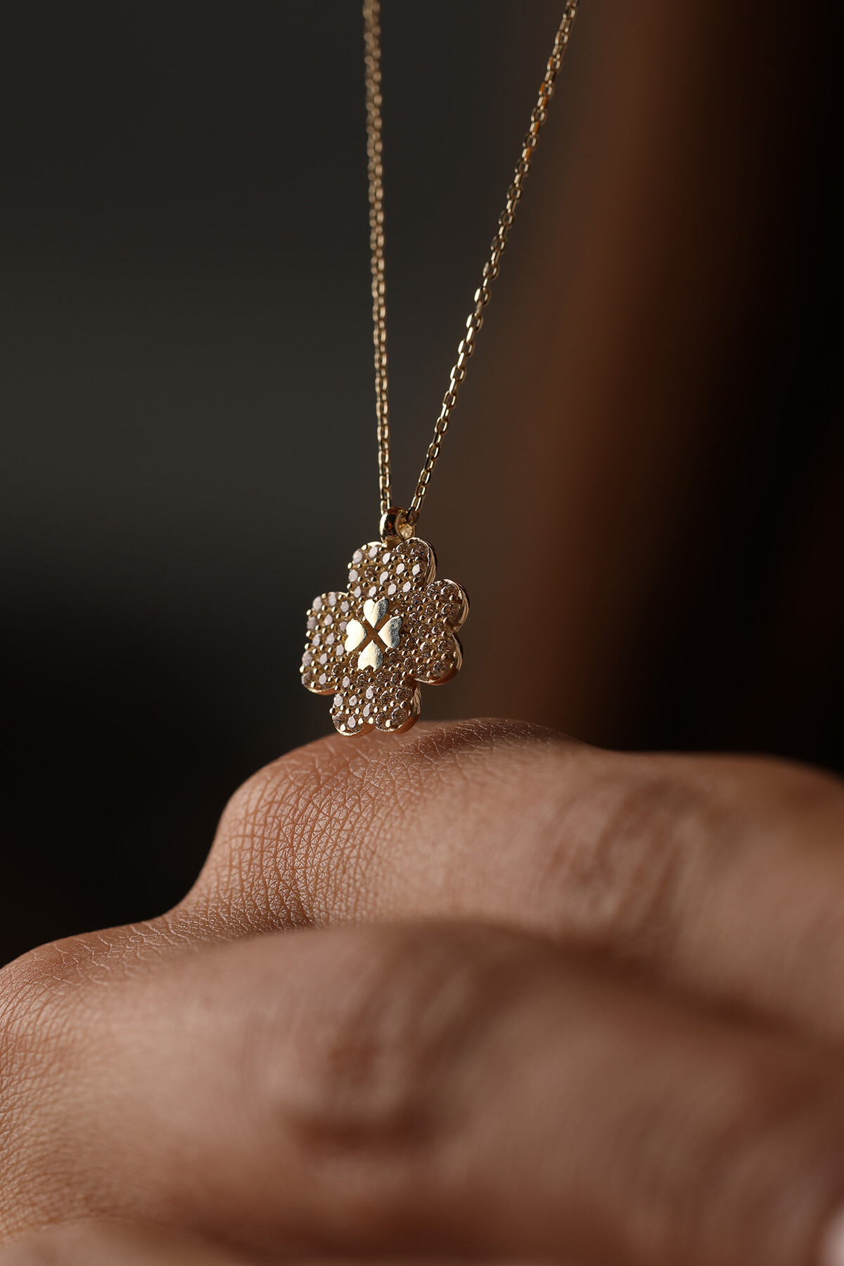 14 Ayar Altın Yonca Kolye