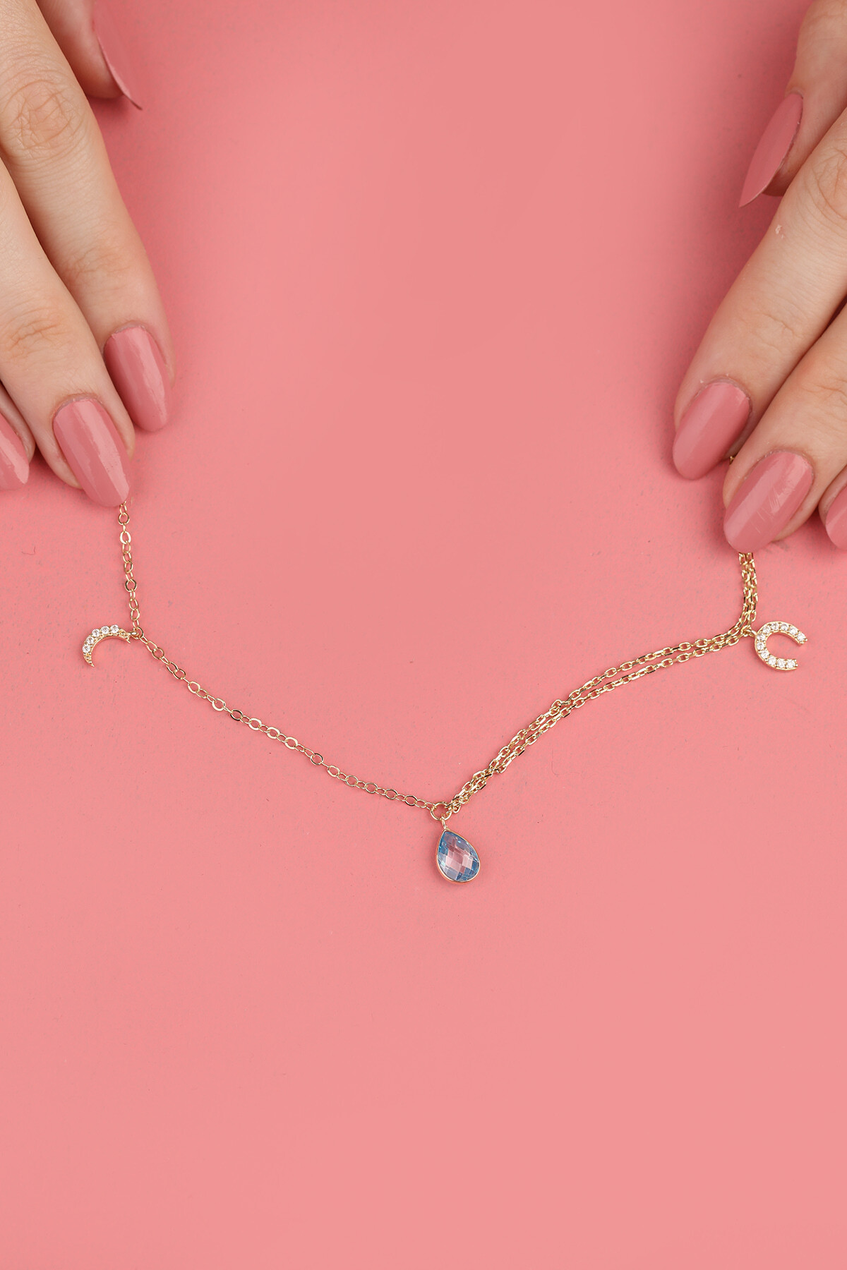 14 Ayar Altın Damla Taş Halhal