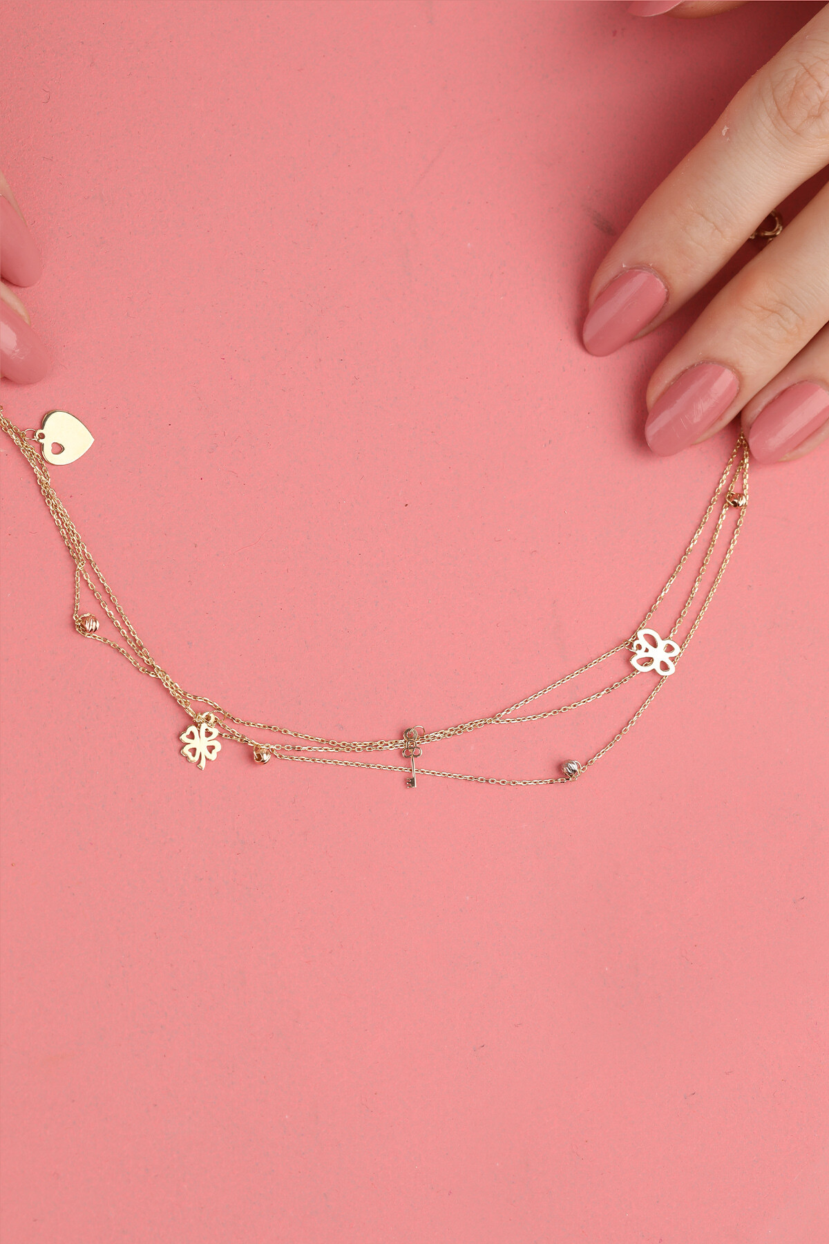 14 Ayar Altın 3 Zincirli Halhal