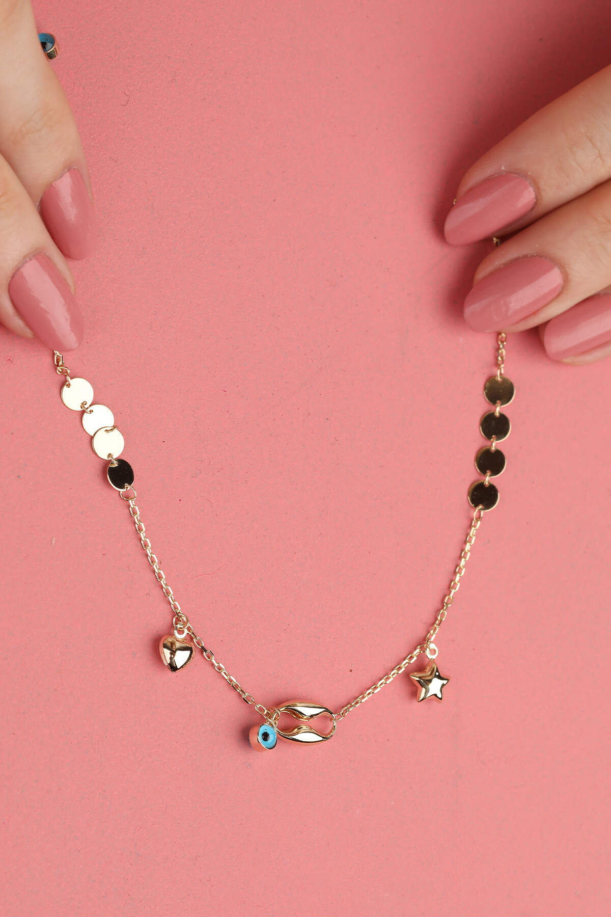 14 Ayar Altın Pullu Ve Charm Halhal