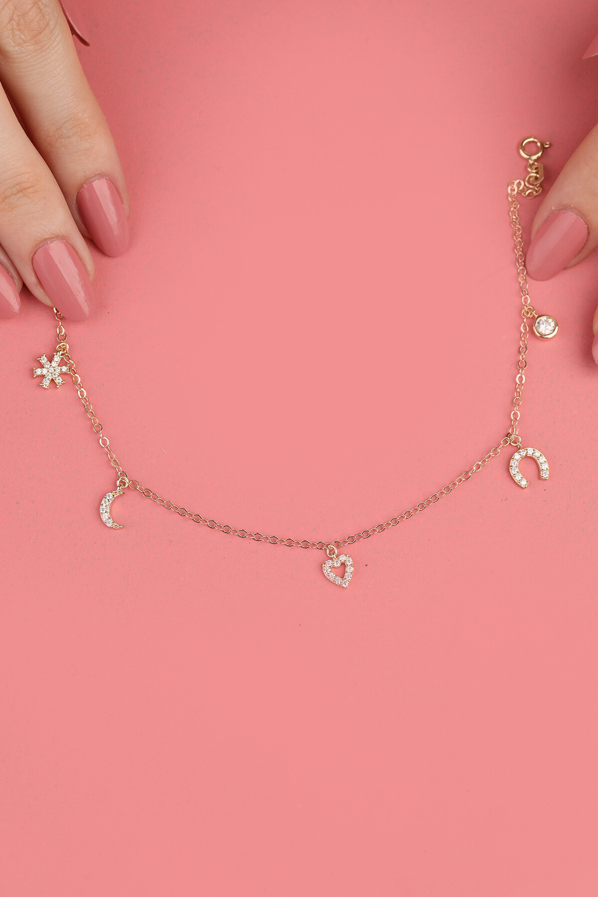 14 Ayar Altın Taş Dizimli Figürlü Halhal