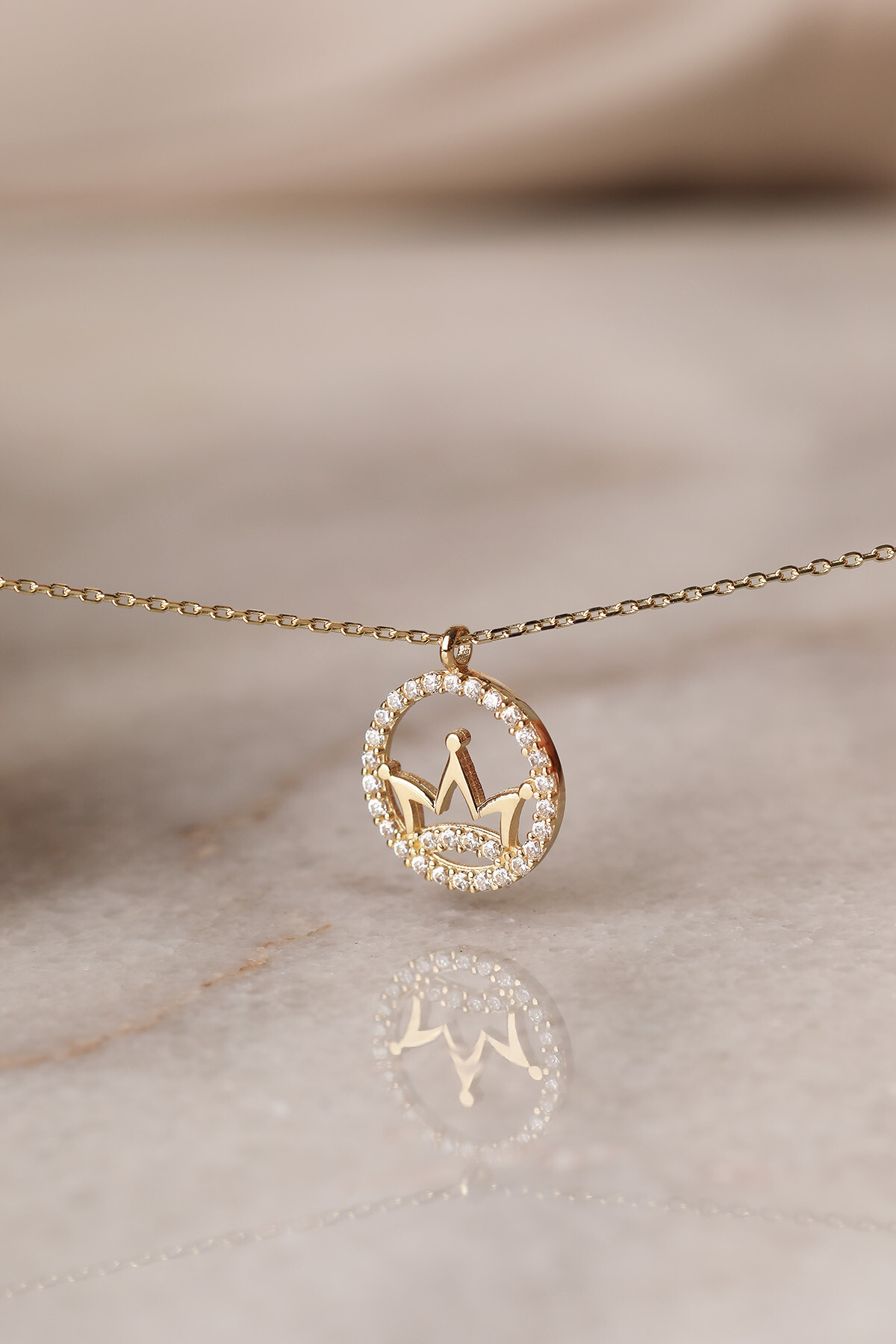 14 Ayar Altın Kral Tacı Kolye
