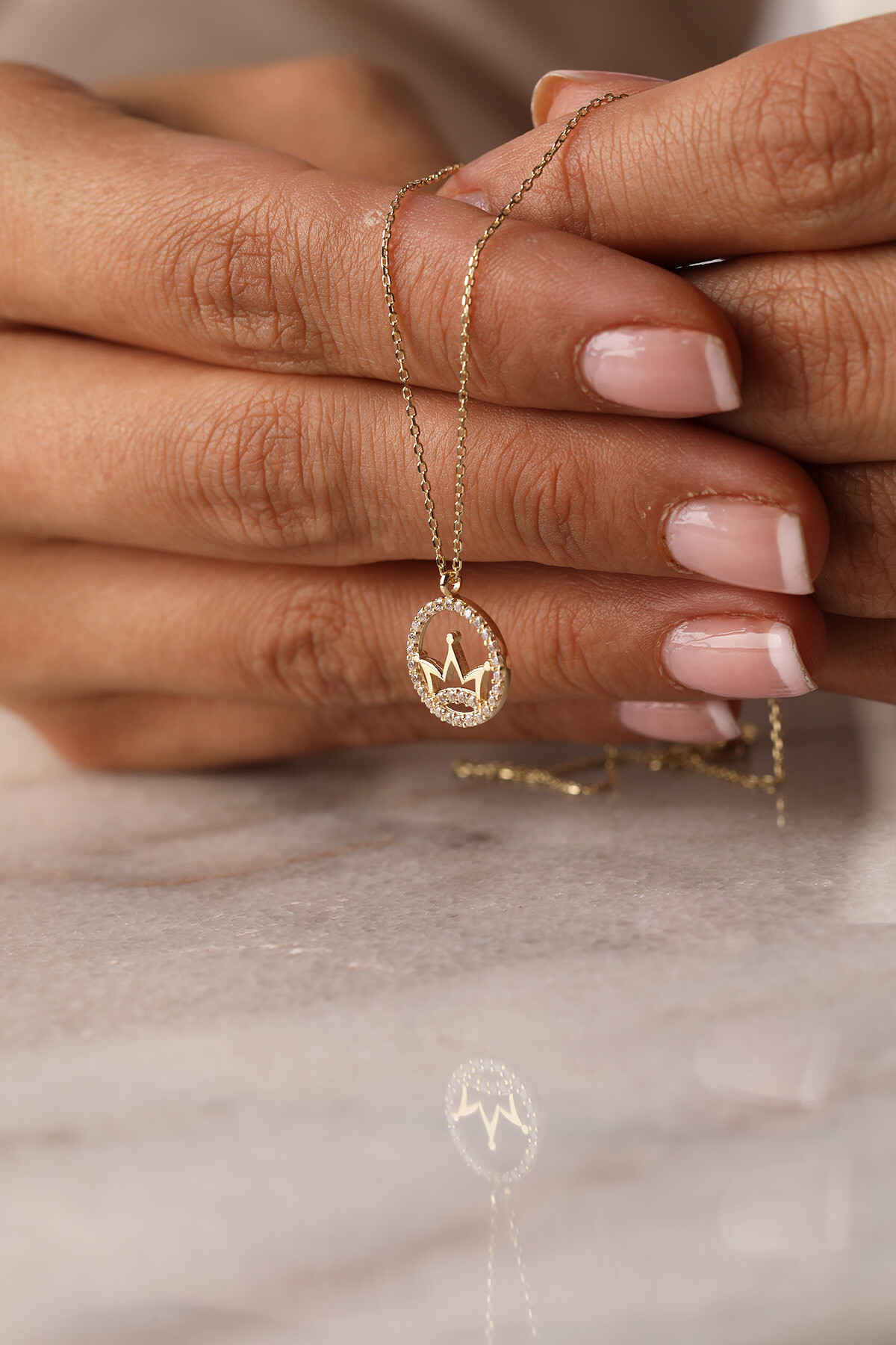 14 Ayar Altın Kral Tacı Kolye