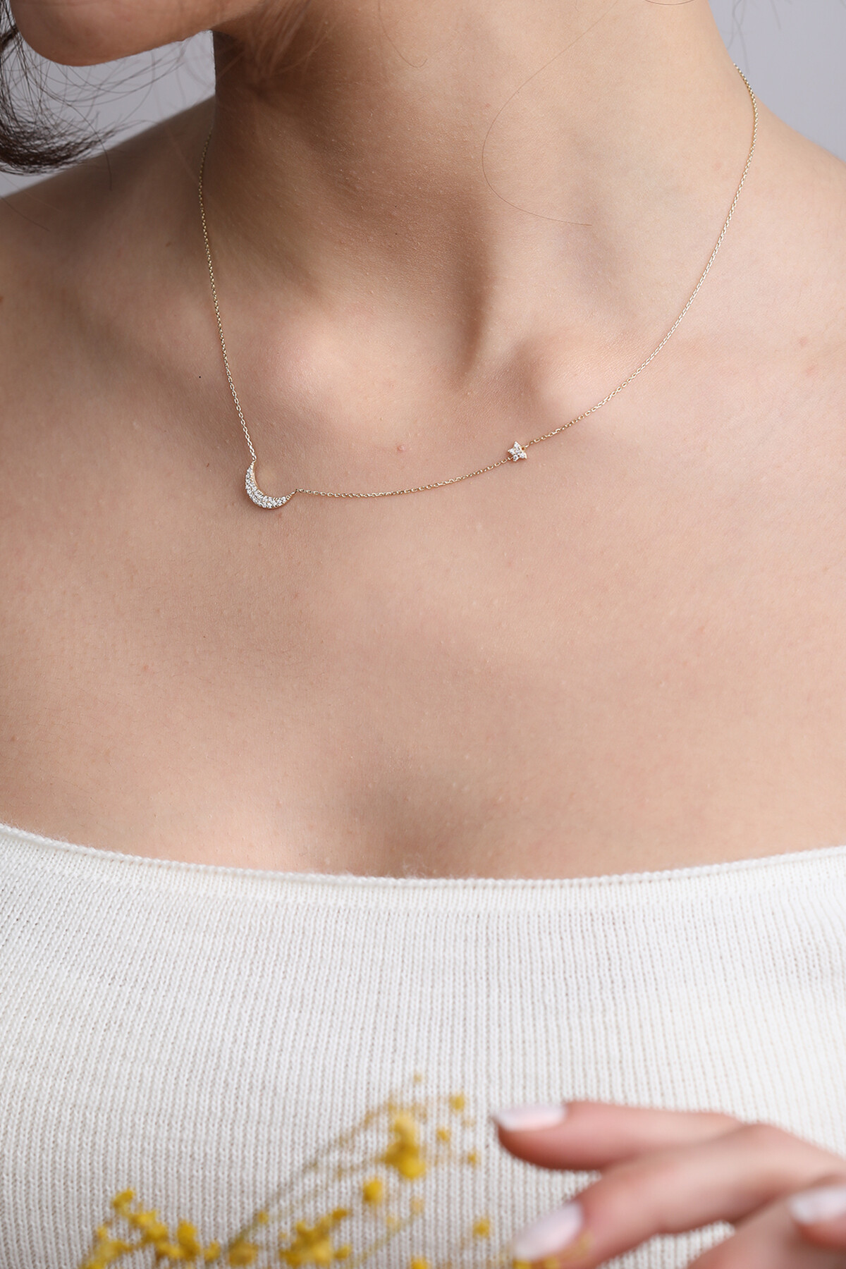 14 Ayar Altın Ay Yıldız Kolye