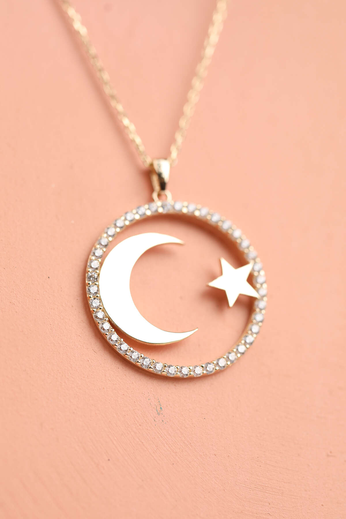 14 Ayar Altın Ay Yıldız Kolye