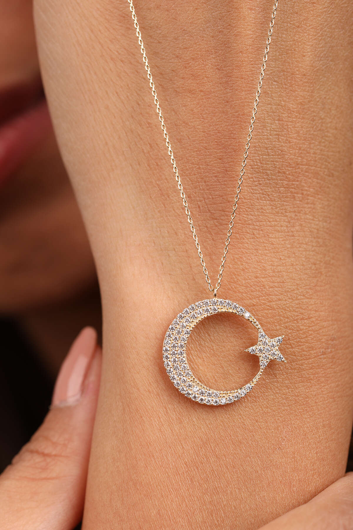 14 Ayar Altın Ay Yıldız Kolye
