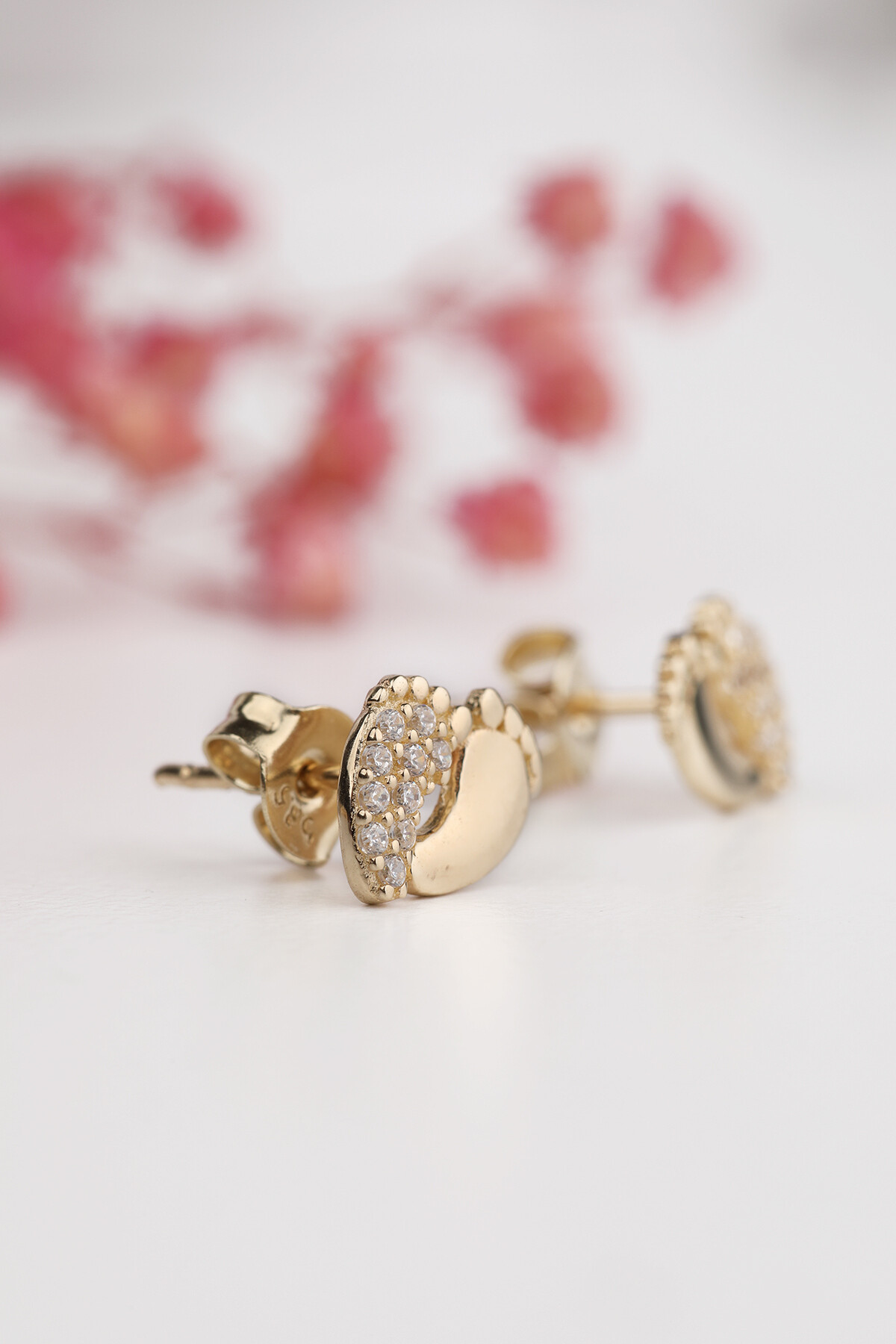 14 Ayar Altın Bebek Ayak İzi Küpe