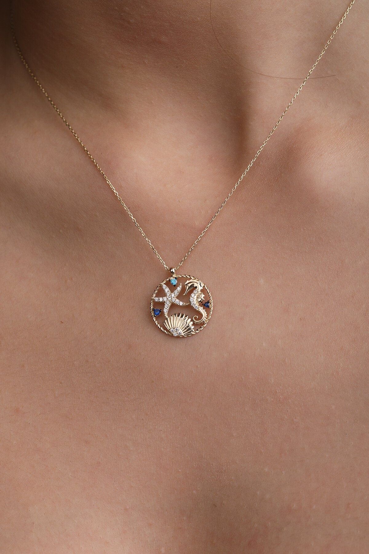 14 Ayar Altın Okyanus Kolye