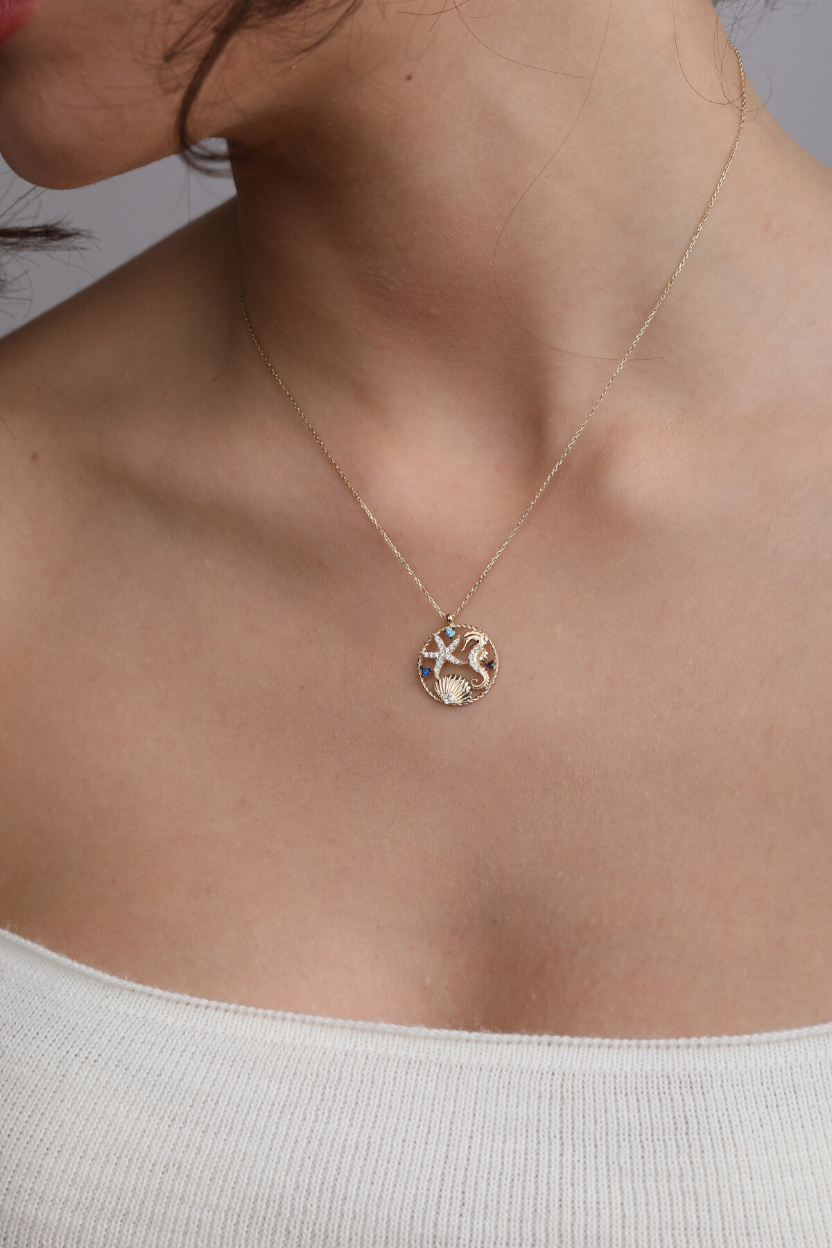 14 Ayar Altın Okyanus Kolye