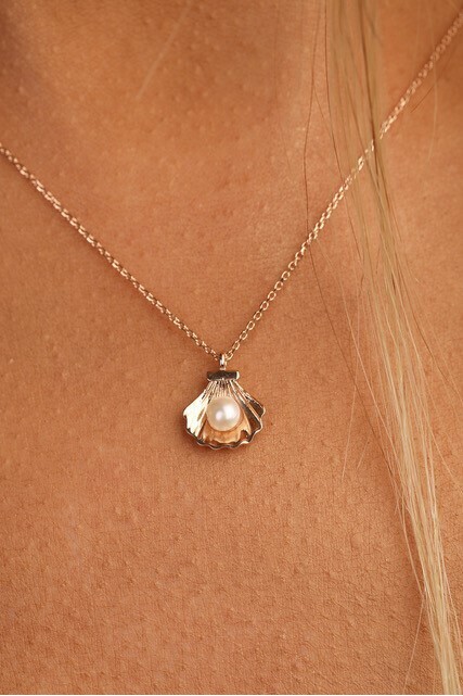 14 Ayar Altın Deniz Kabuğu Kolye