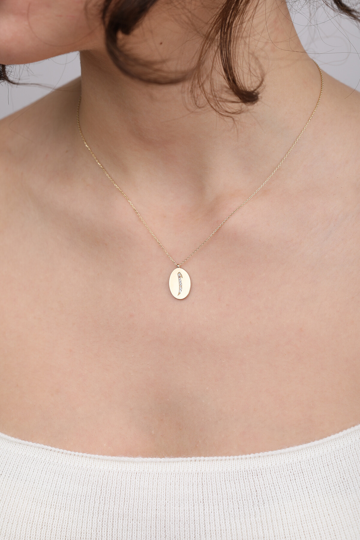 14 Ayar Altın Elif Kolye