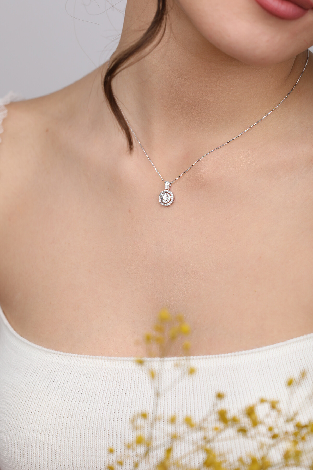 14 Ayar Altın Fantezi Tektaş Kolye