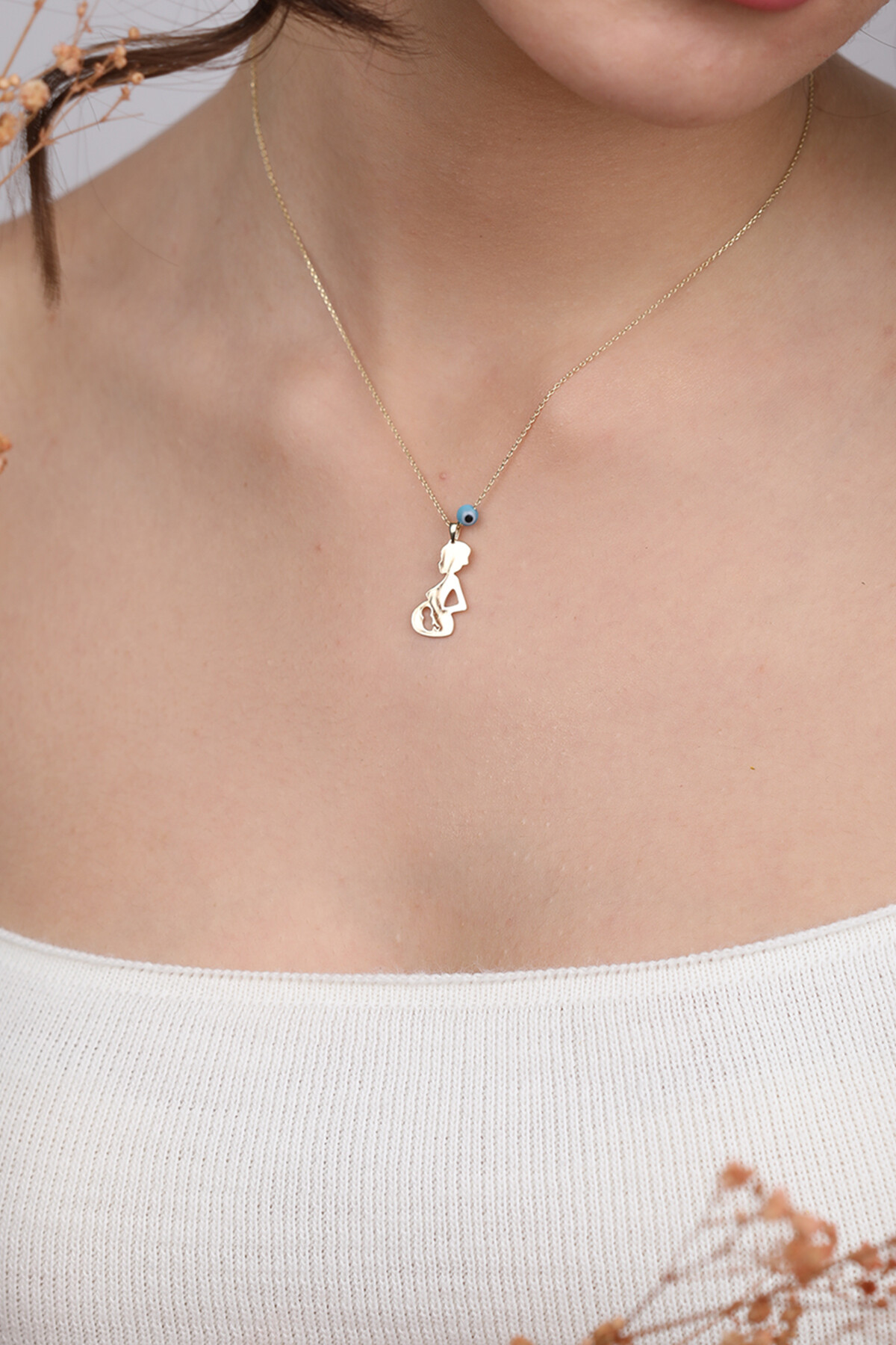 14 Ayar Altın Hamile Kadın Kolye