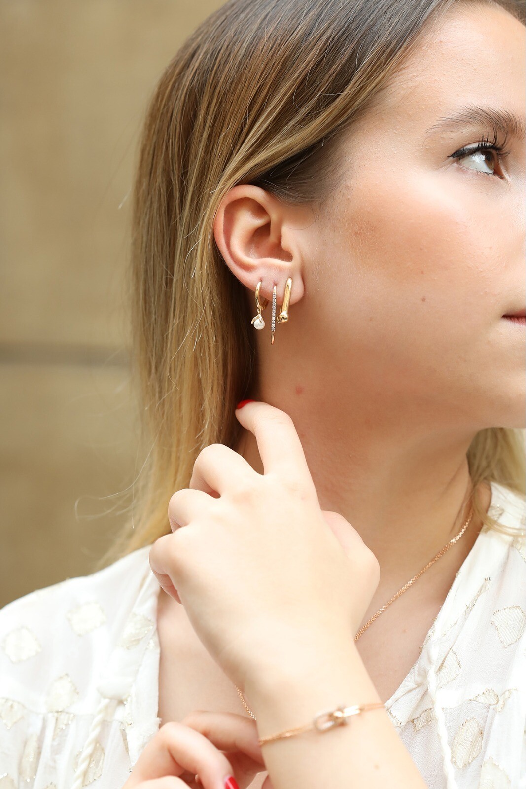 14 Ayar Altın İnci Küpe