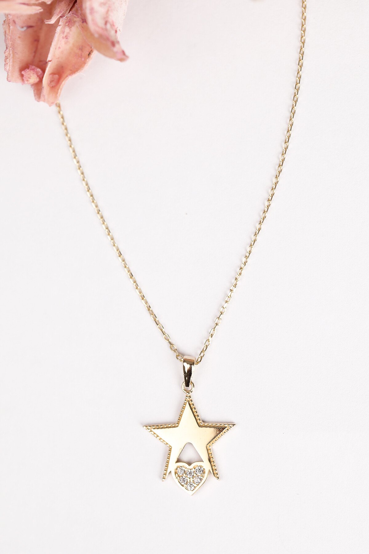 14 Ayar Altın Kalbimin Yıldızı Kolye