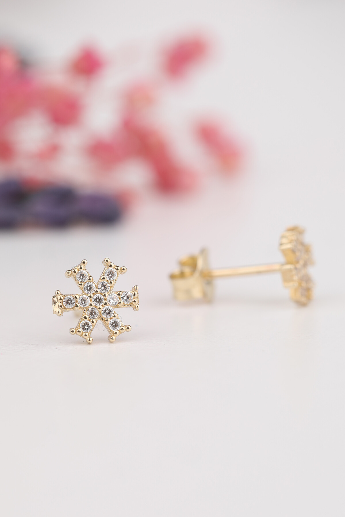 14 Ayar Altın Kartanesi Küpe