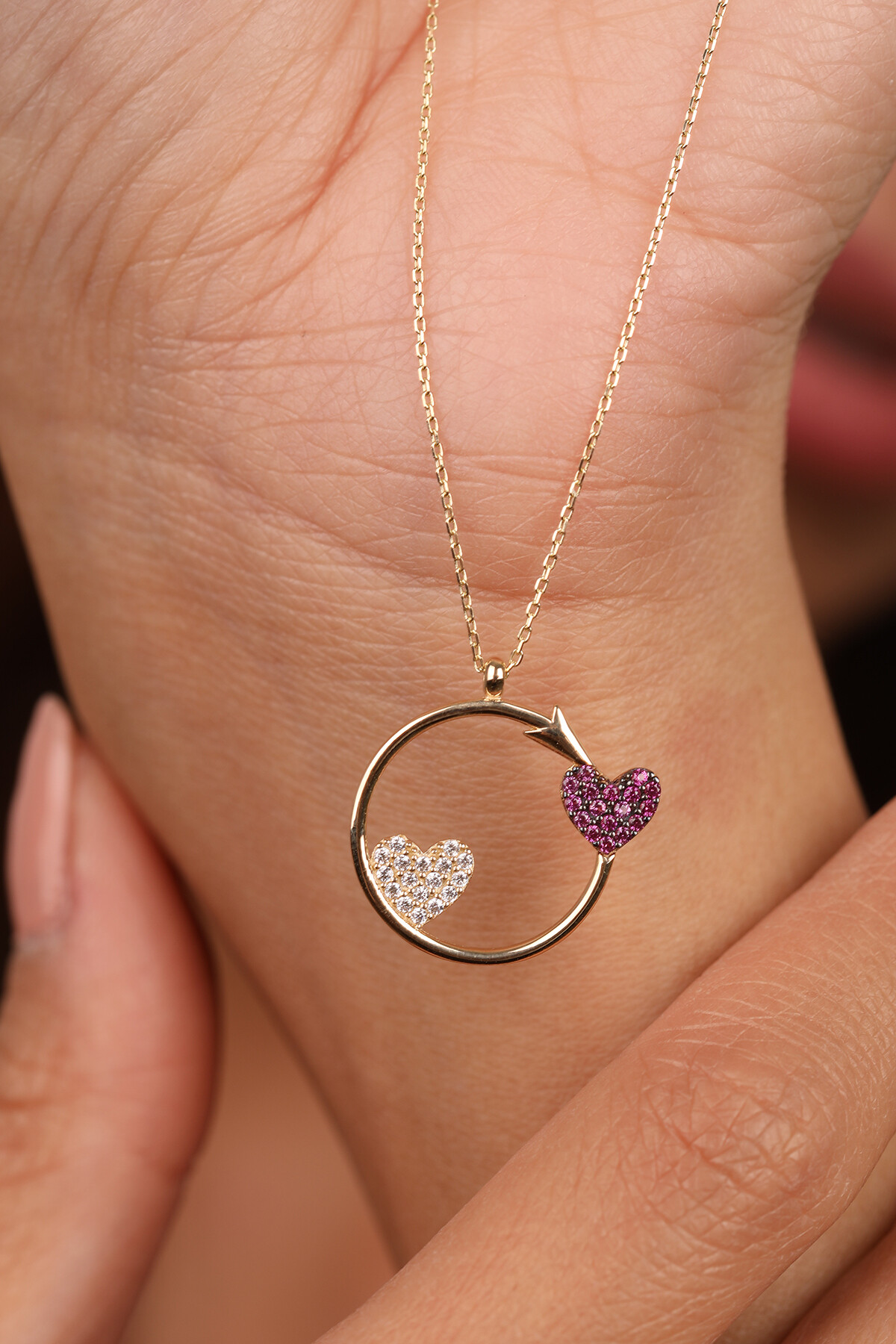 14 Ayar Altın Minik Kalpler Kolye