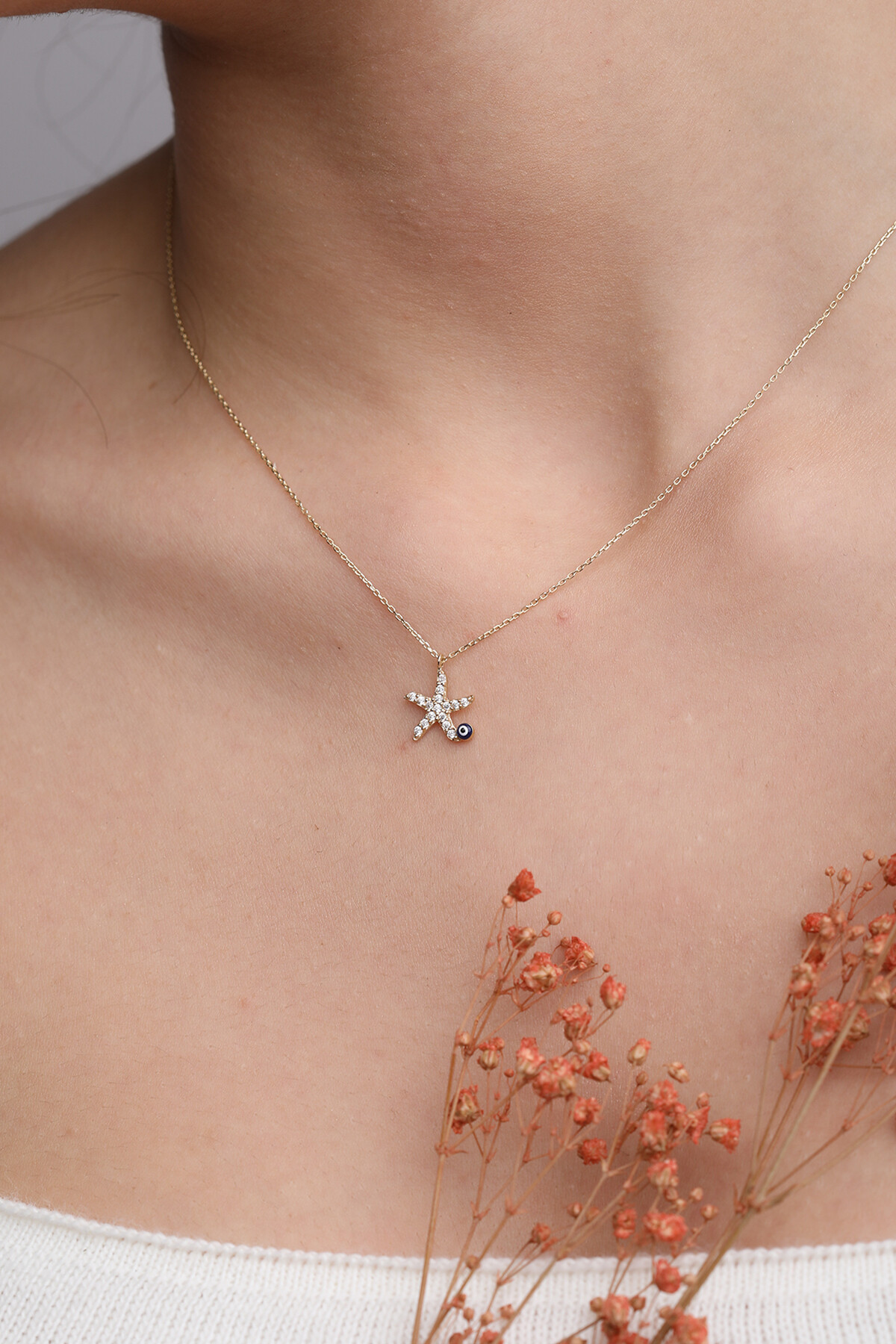 14 Ayar Altın Deniz Yıldızı Kolye