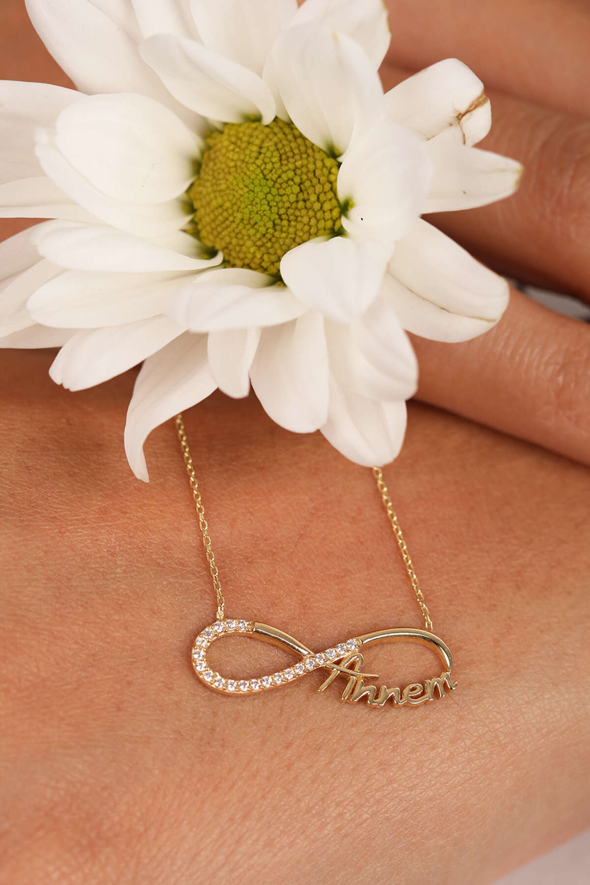 14 Ayar Altın Sonsuzluk Annem Kolye
