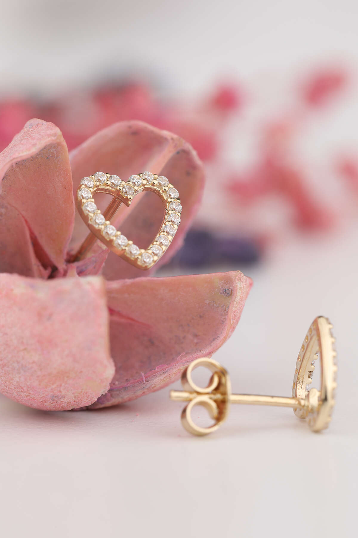 14 Ayar Altın Taşlı Kal Küpe