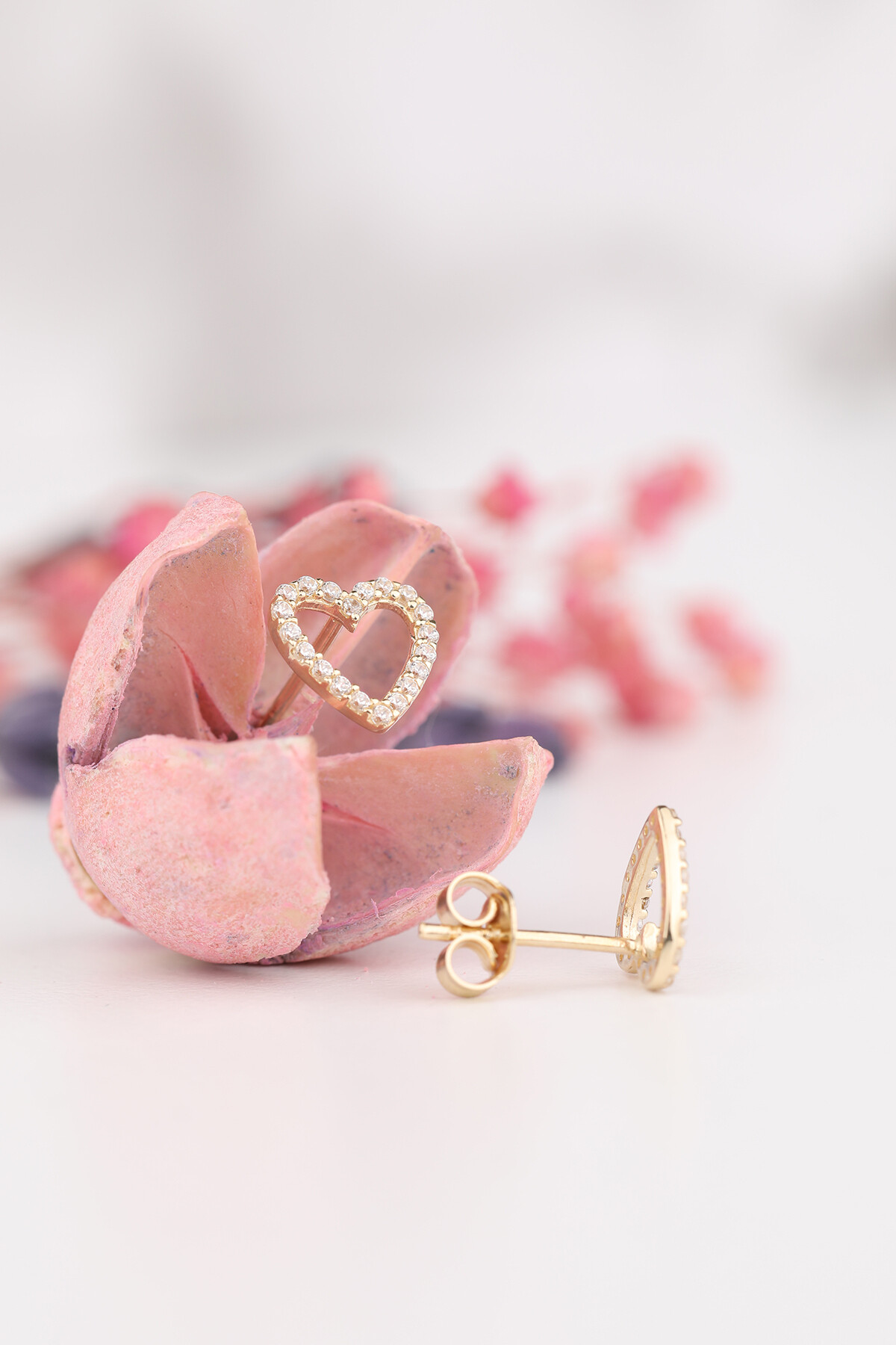 14 Ayar Altın Taşlı Kal Küpe