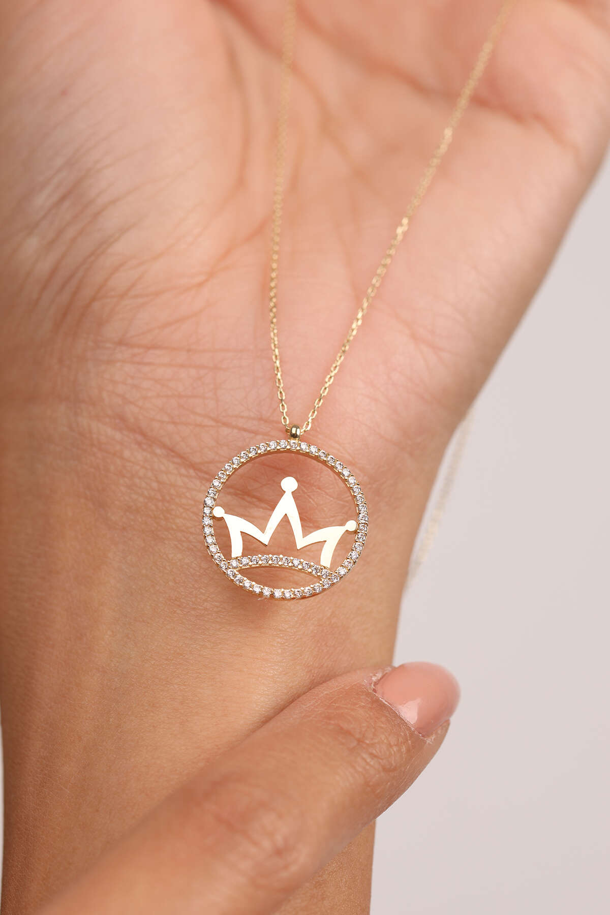 14 Ayar Altın Kral Tacı Kolye