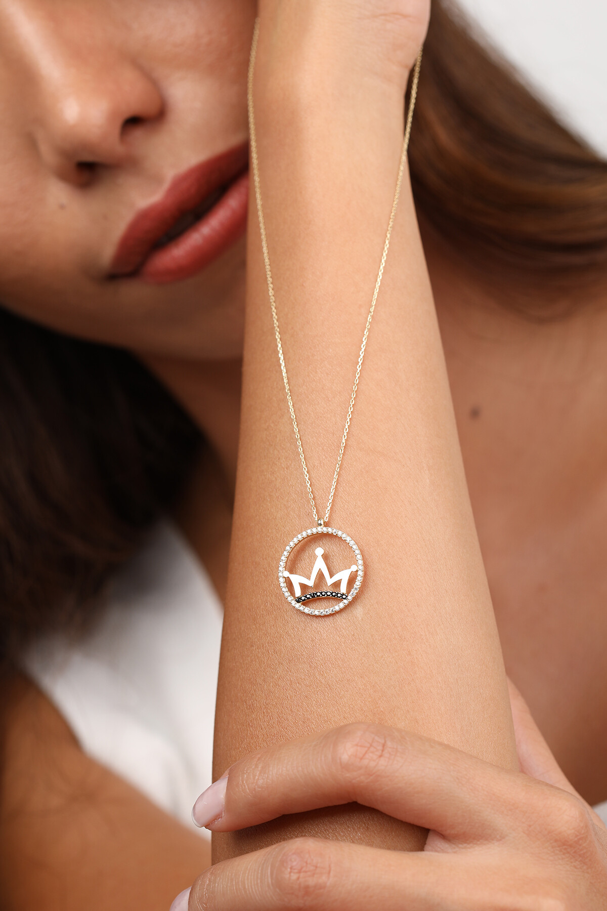 14 Ayar Altın Kral Tacı Kolye