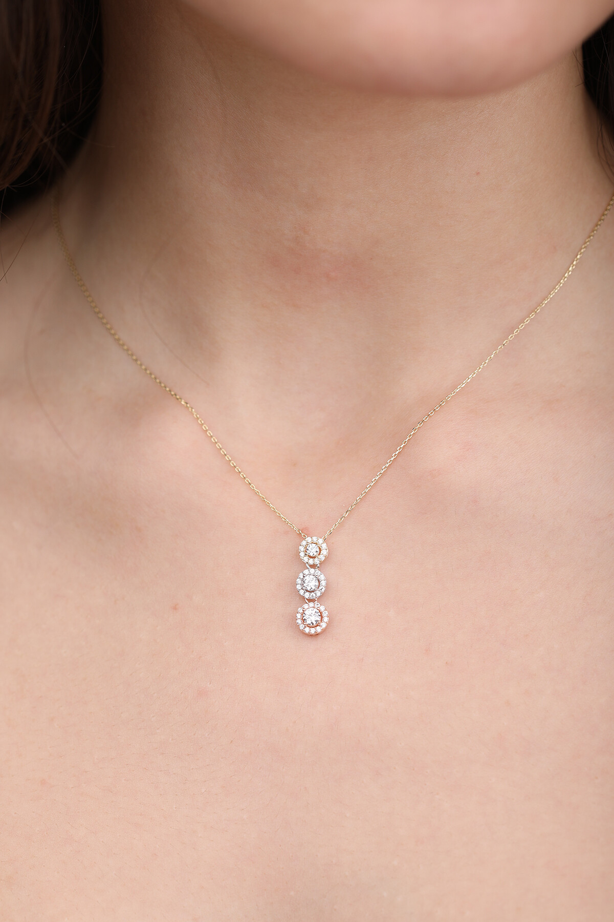 14 Ayar Altın Tria Kolye