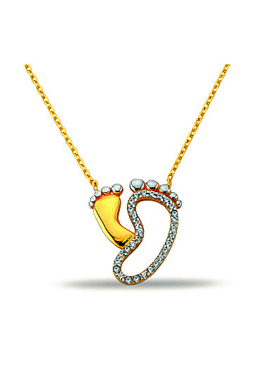 14 Ayar Altın Ayak İzi Kolye