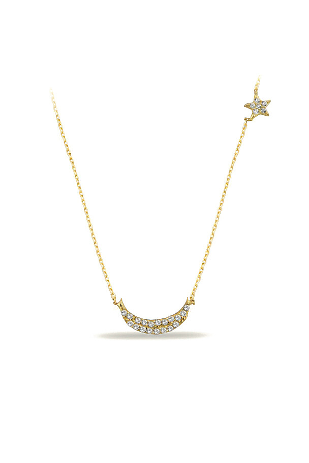14 Ayar Altın Ay Yıldız Kolye