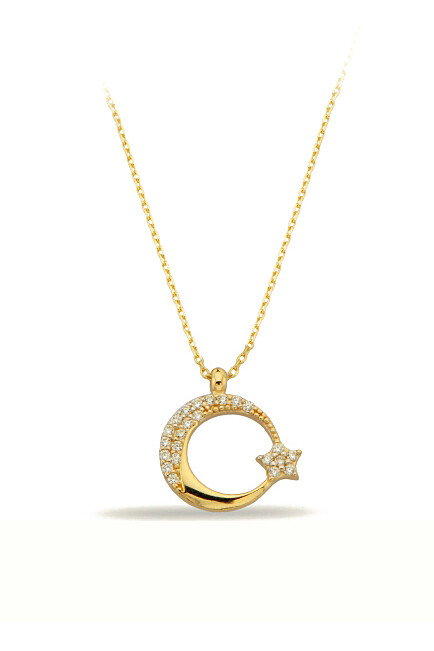 14 Ayar Altın Ay Yıldız Kolye