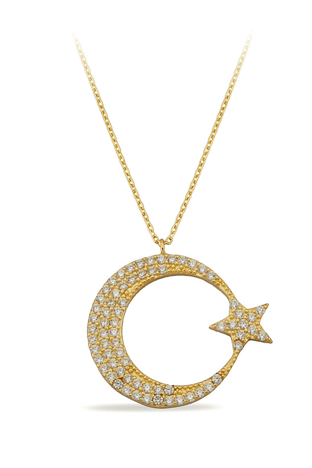 14 Ayar Altın Ay Yıldız Kolye