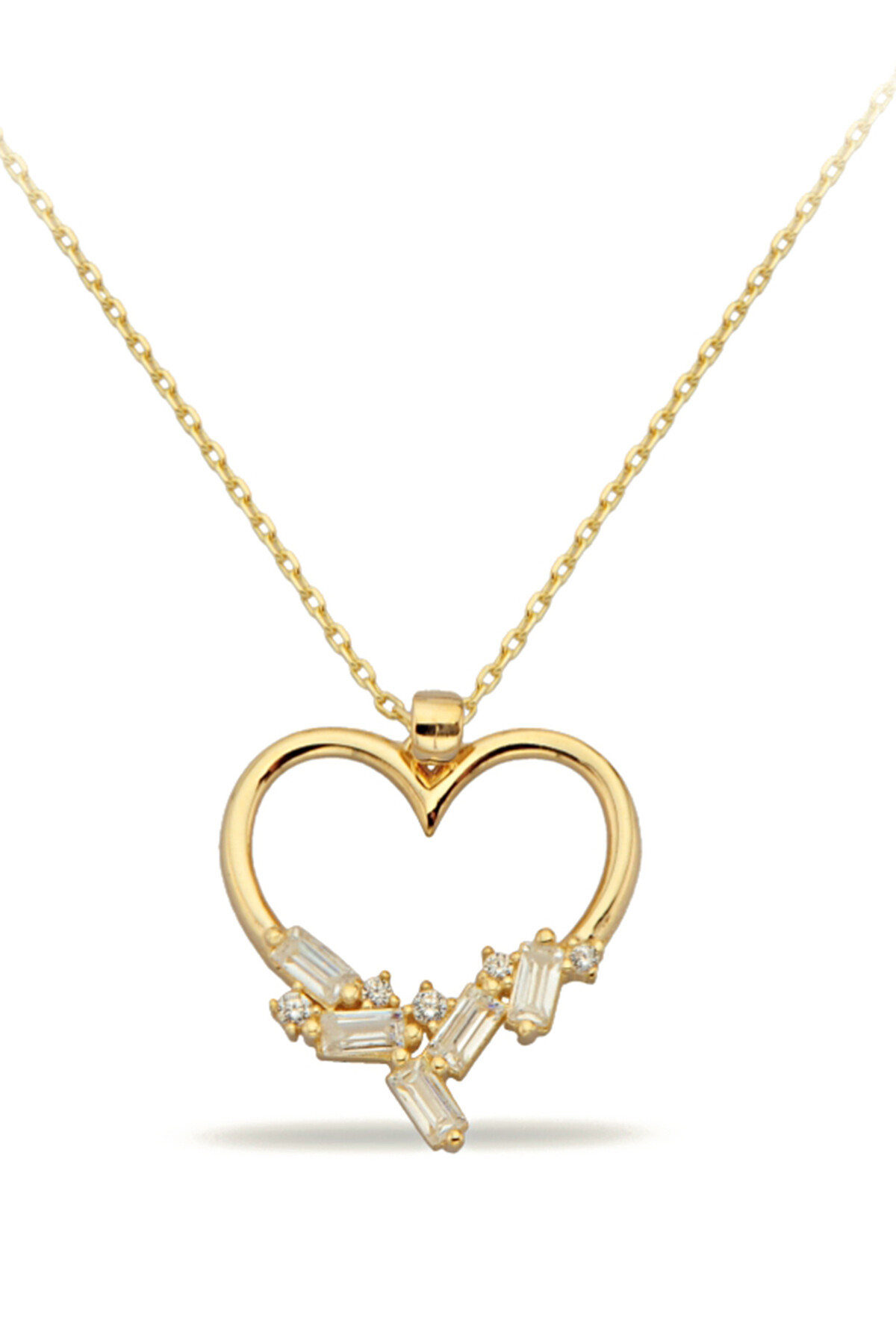 14 Ayar Altın Baget Kalp Kolye