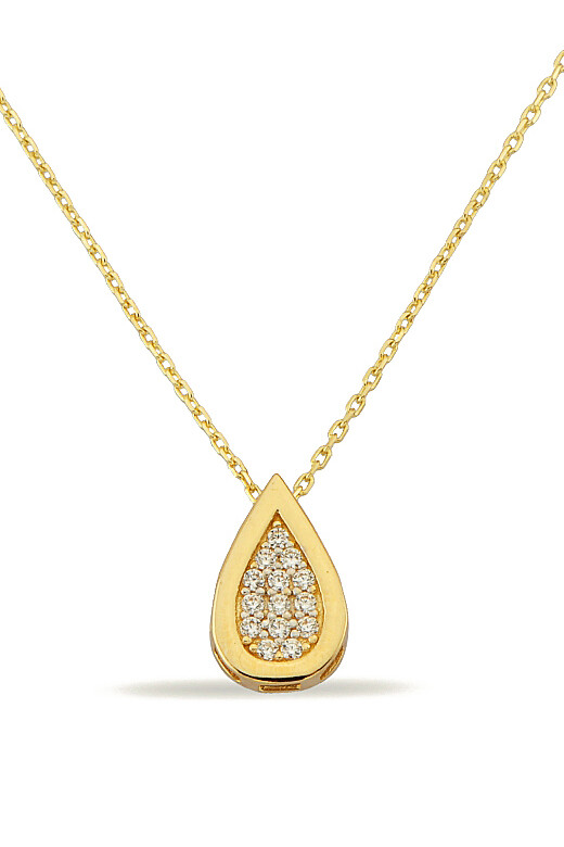 14 Ayar Altın Damla Kolye