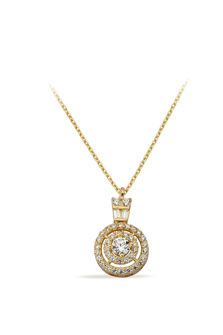 14 Ayar Altın Fantezi Tektaş Kolye