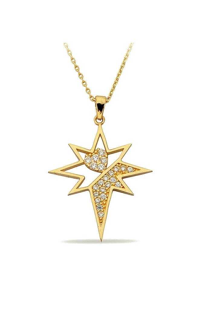 14 Ayar Altın Kutup Yıldızı Kolye
