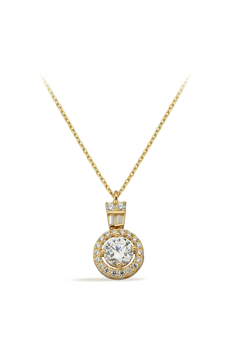 14 Ayar Altın Pırlanta Montürlü Tektaş Kolye