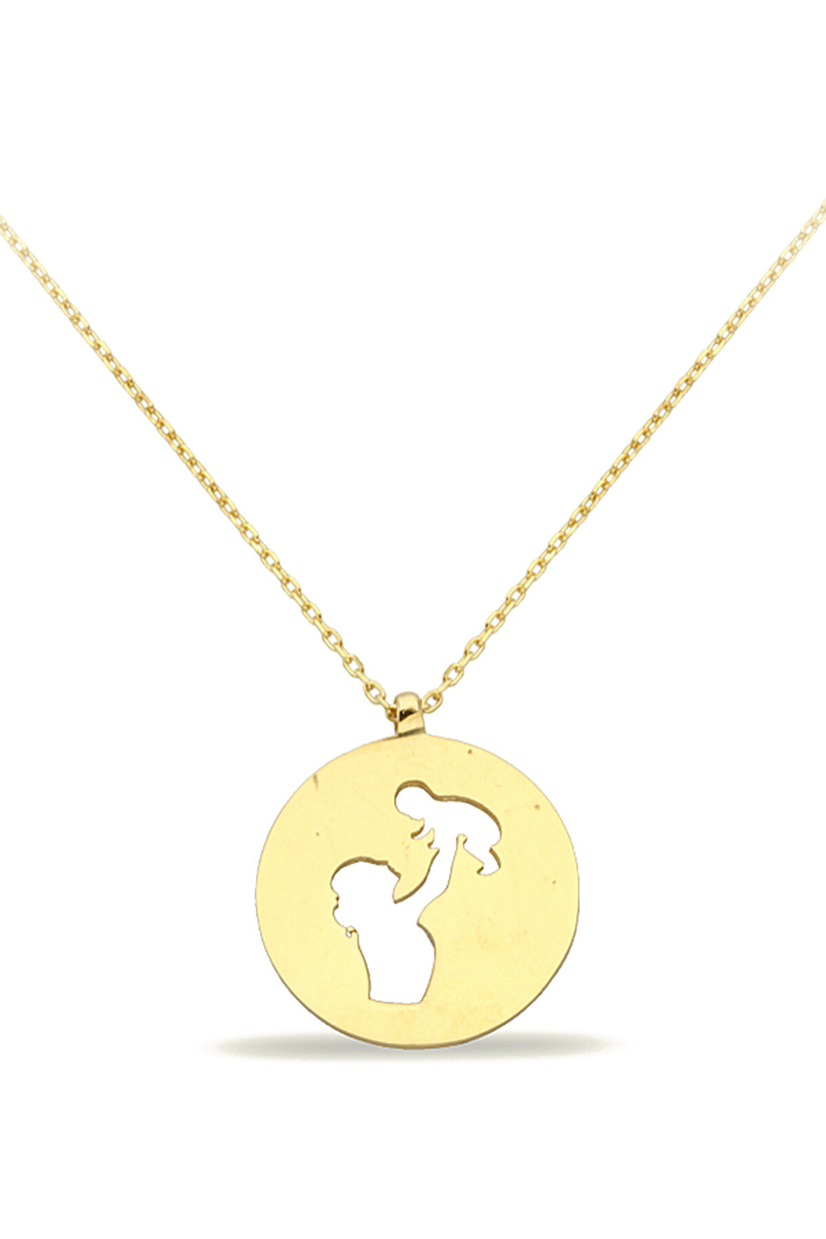 14 Ayar Altın Plaka Anne Çocuk Kolye