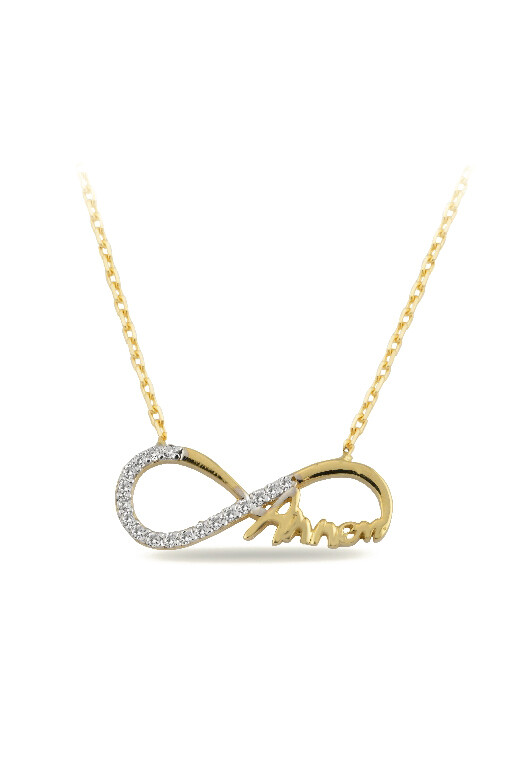14 Ayar Altın Sonsuzluk Annem Kolye