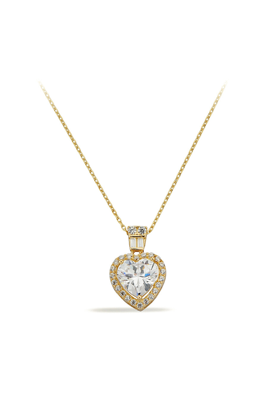 14 Ayar Altın Taşlı Kalp Kolye