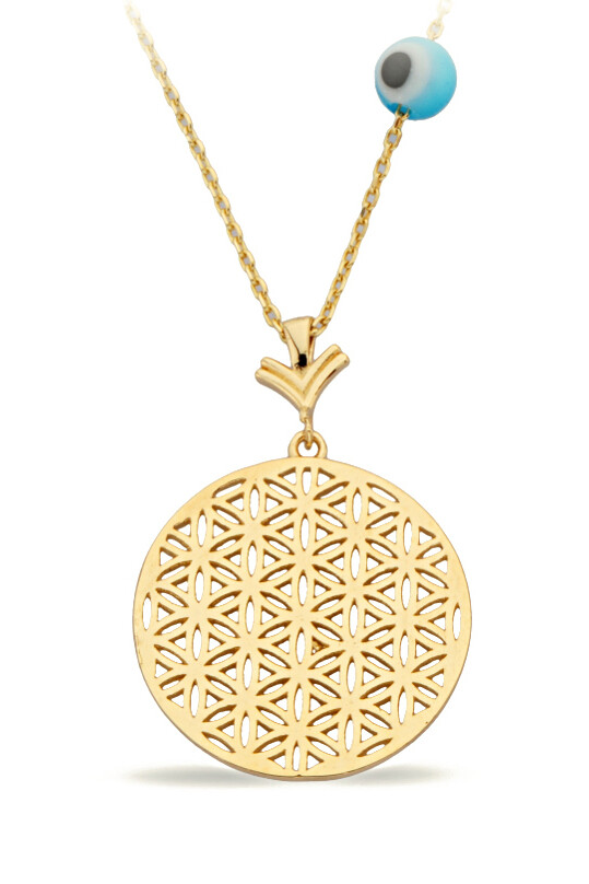 14 Ayar Altın Taşsız Lotus Kolye