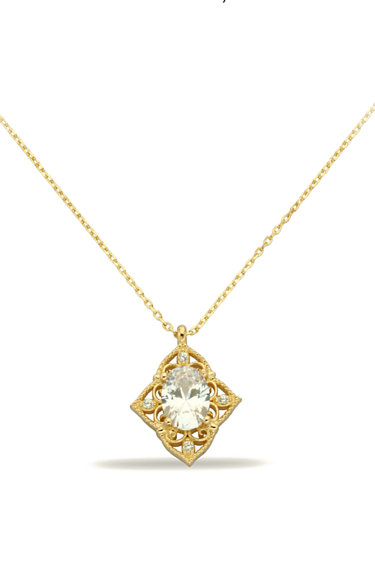 14 Ayar Altın Telkari Oval Taş