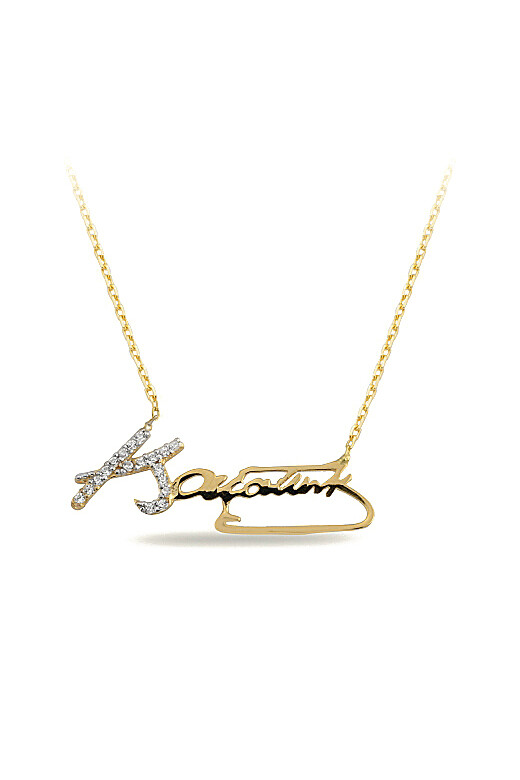 14 Ayar Altın Ulu Önder İmza Kolye