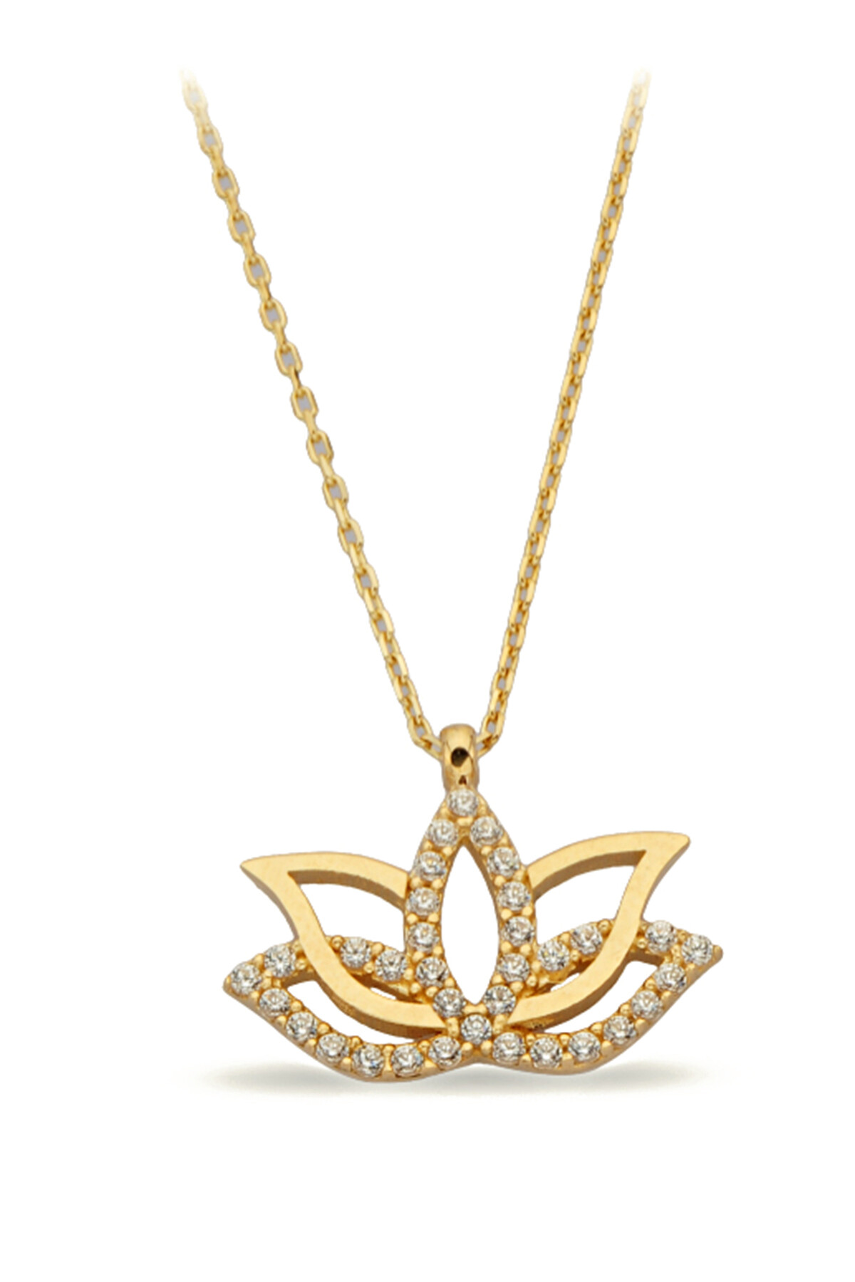 14 Ayar Altın Yarı Taşlı Lotus Kolye