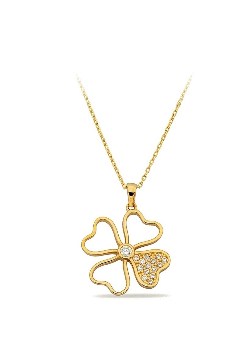 14 Ayar Altın Yonca Kolye