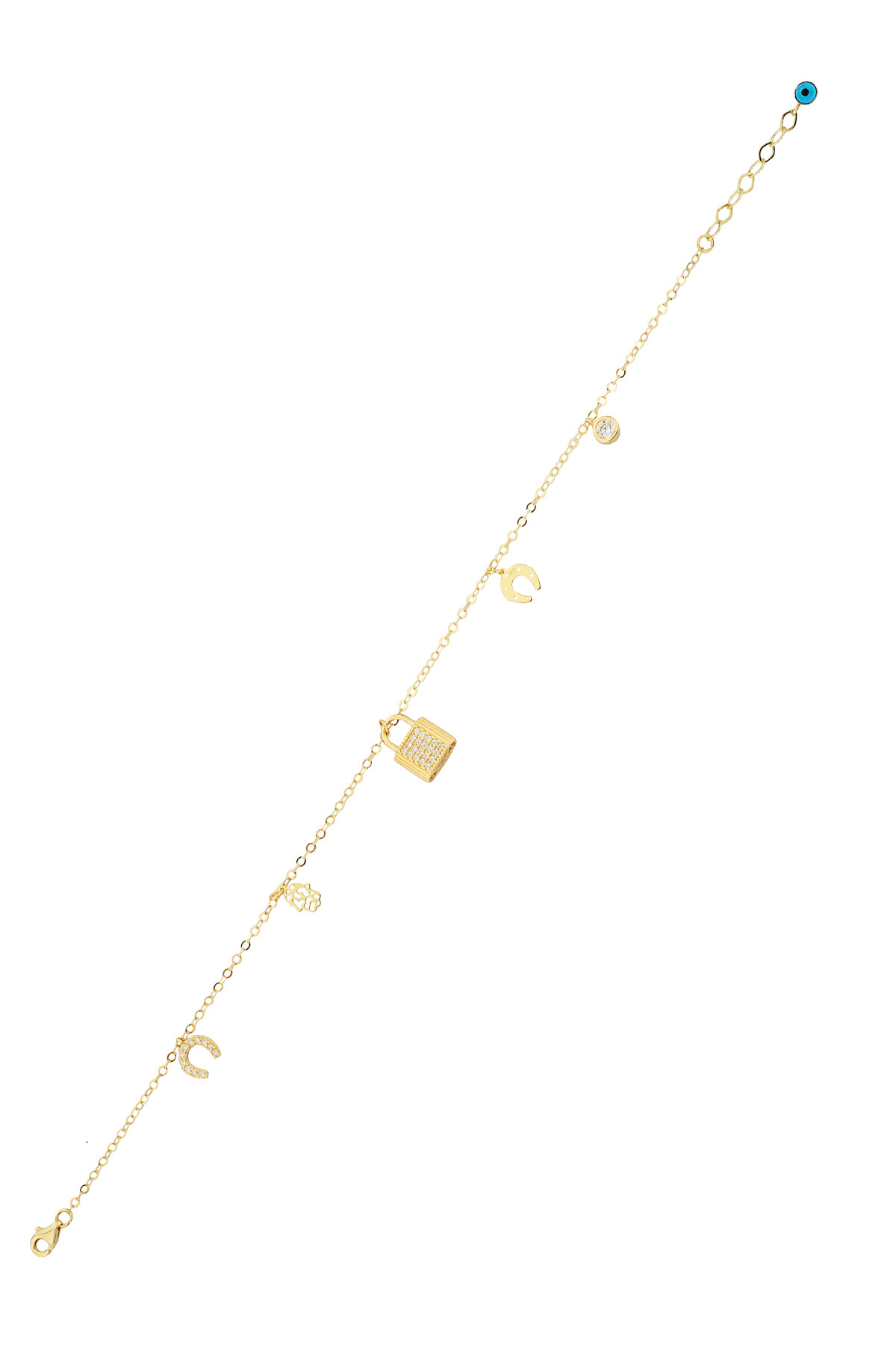 14 Ayar Altın Kilitli Taşlı Halhal