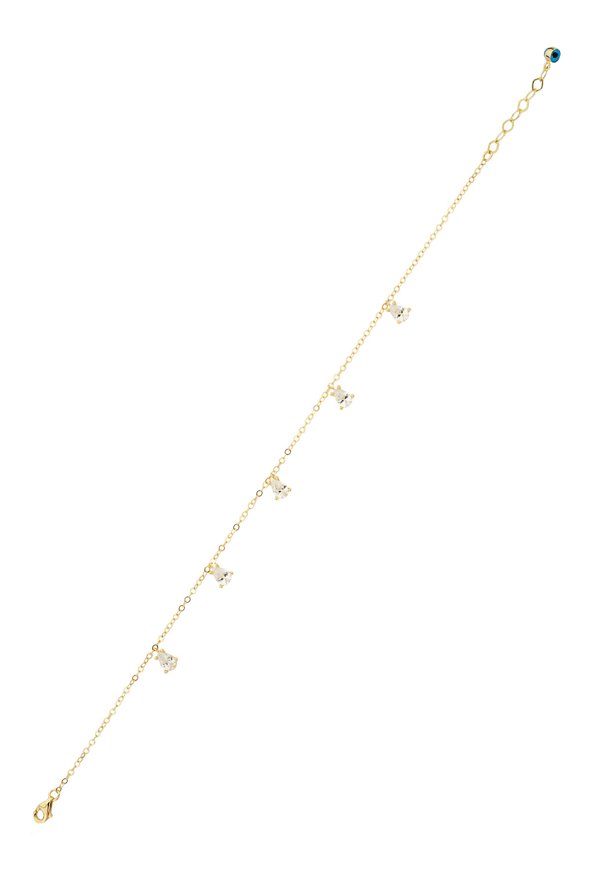 14 Ayar Altın Damla Taşlı Halhal