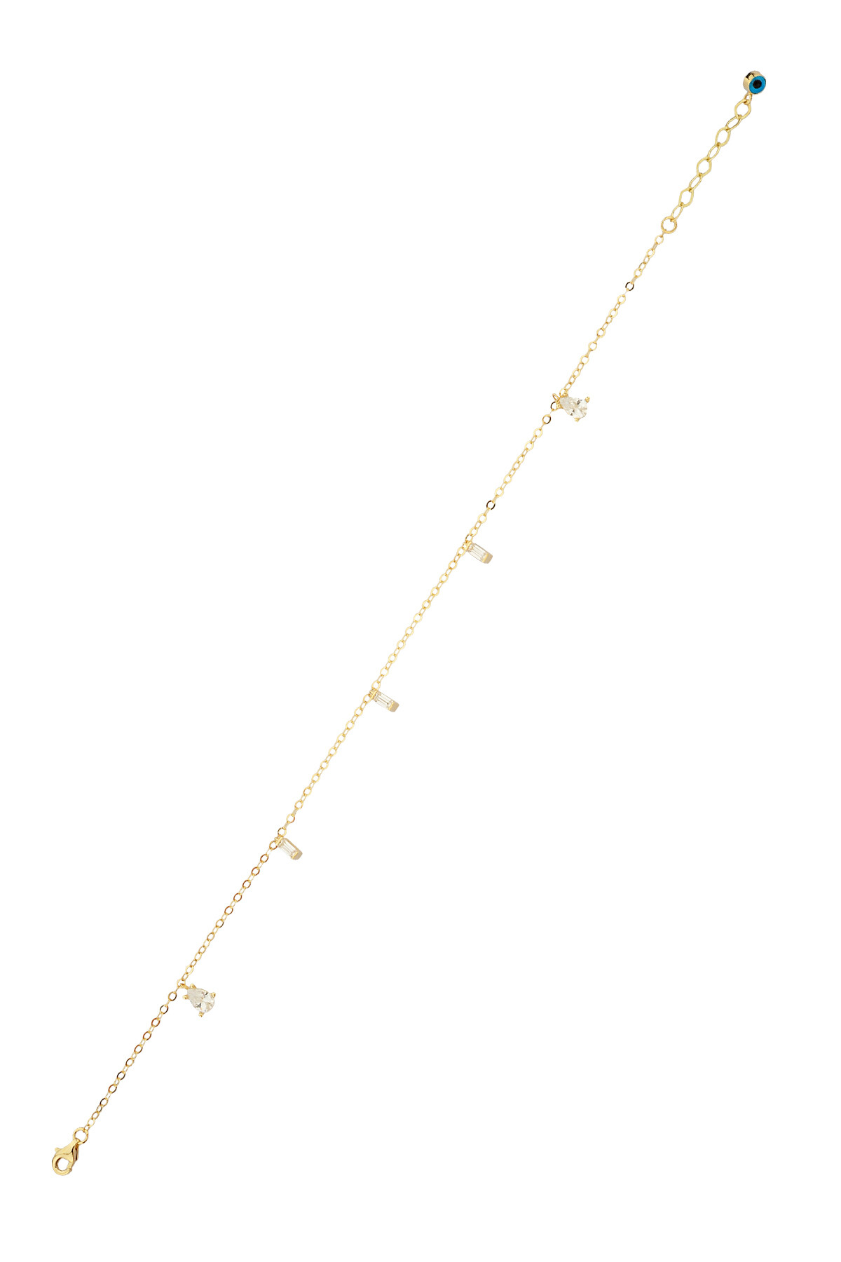 14 Ayar Altın Beyaz Baget Taşlı Halhal