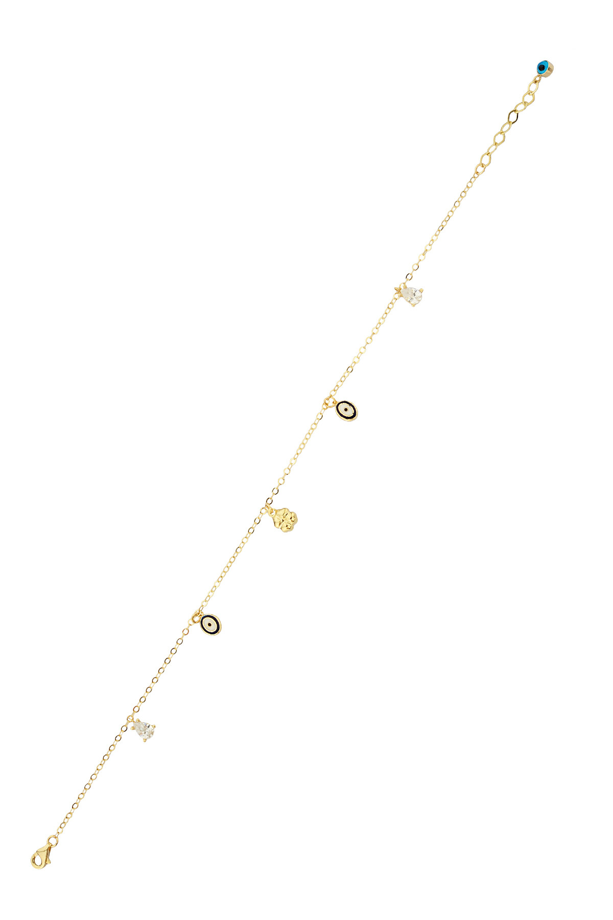 14 Ayar Altın Yoncalı Nazar Boncuklu Halhal